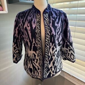 Chico's Black and Purple Animal‎ Print Blazer